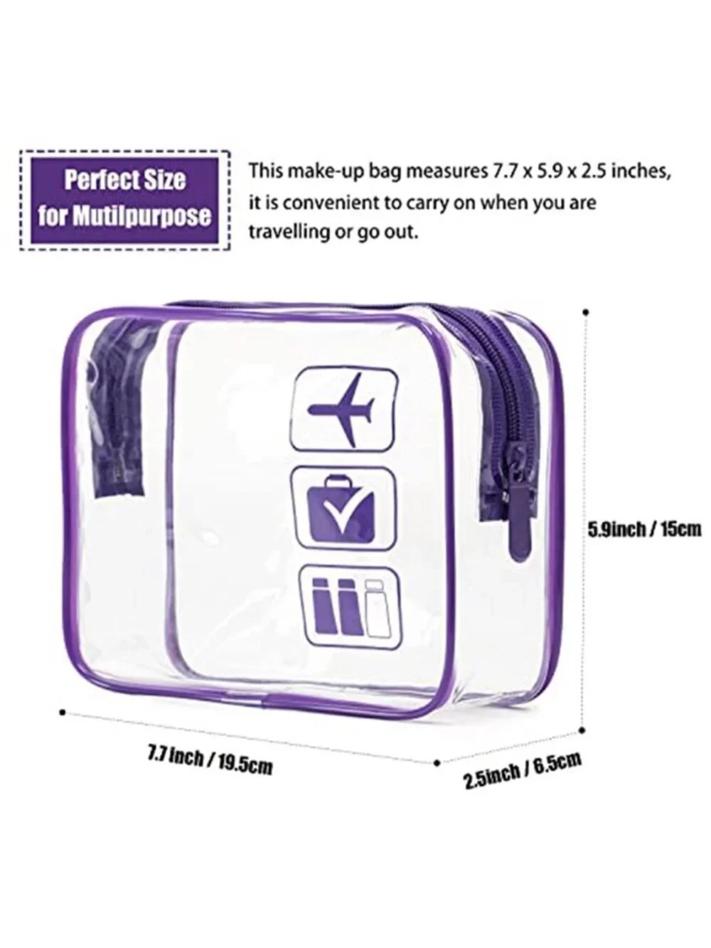 TSA Approved Clear Toiletry Bag Travel Cosmetic Makeup Organizer PVC 3 Pack